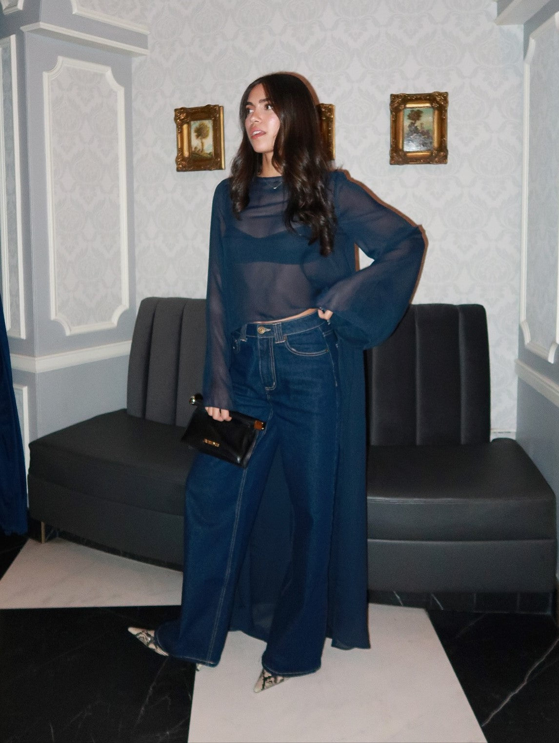 Sexy See-through Solid Color Overlong Blouse