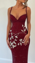 Sexy Strap Deep V Shiny Waist Dress