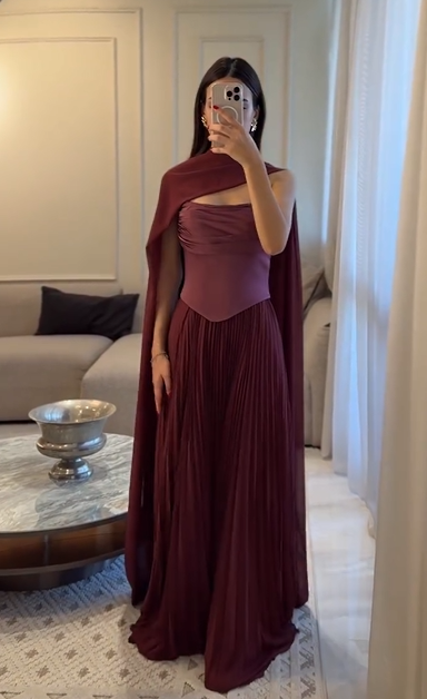 Sexy Temperament Shawl Tube Top Stitching Ruffle Dress