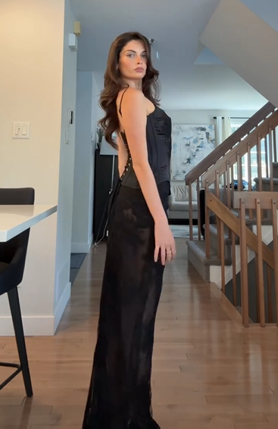 Sexy Strap Stitching Elegant Lace Dress