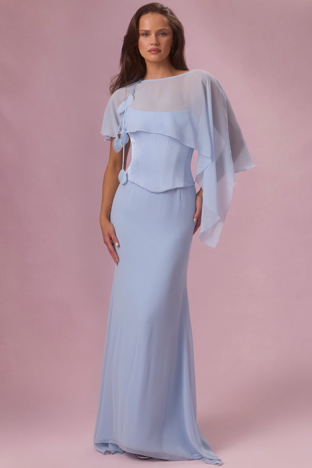Premium Satin Corset Bridesmaid Dress in Powder Blue
