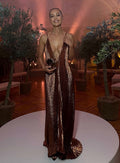 Sexy Sling Deep V Shiny Pleated Skirt