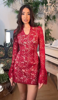 Sexy Slim Long Sleeve Mini Lace Dress