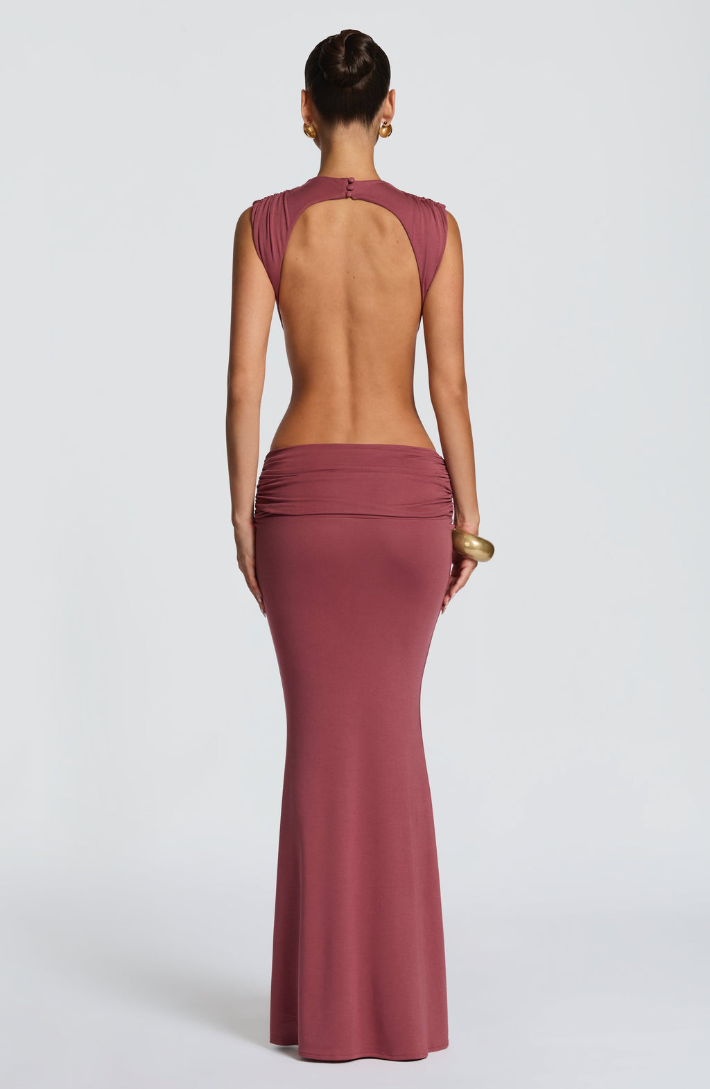 Sexy Front & Back Cutout Ruched Mermaid Maxi Dress