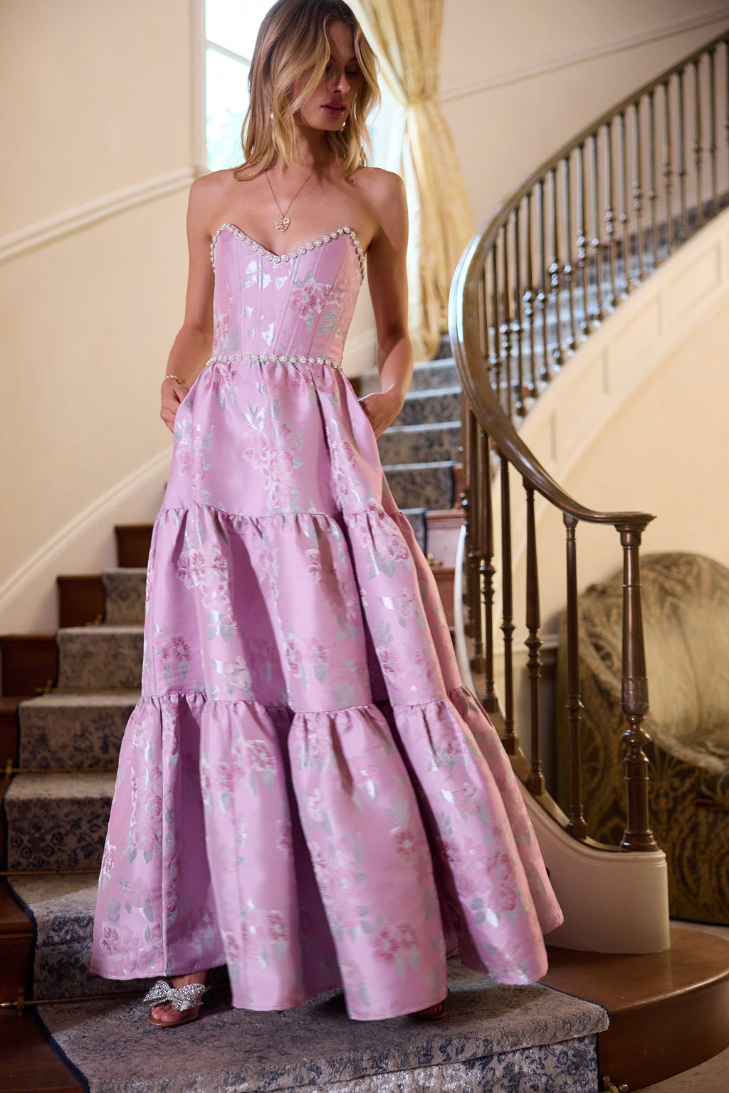 The Vivian Dress in Orchid Baroque Floral