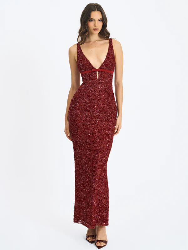 Sexy Sling Deep V-neck Slim-Fit Hollow-out Gift Dress