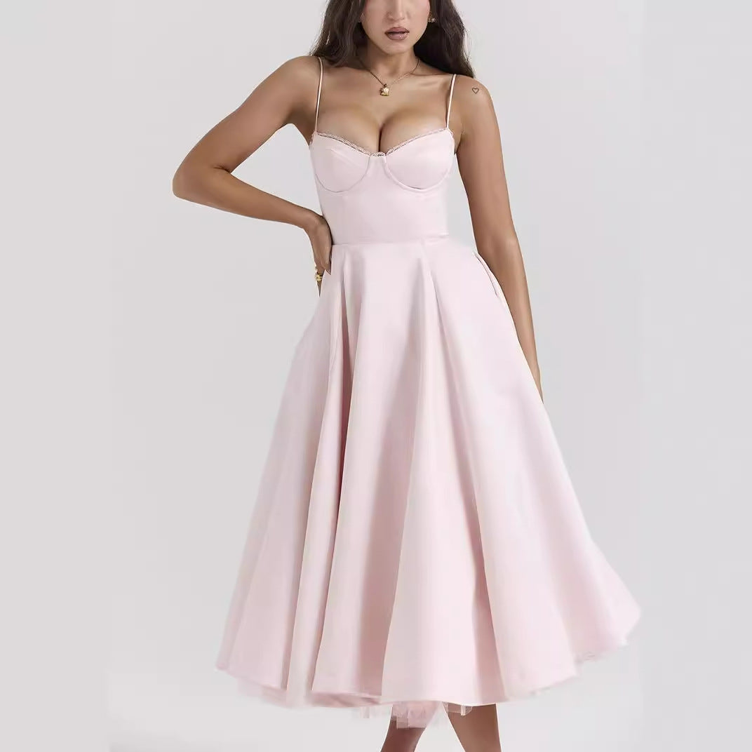 V-neck Brace Sleeveless Maxi Dress