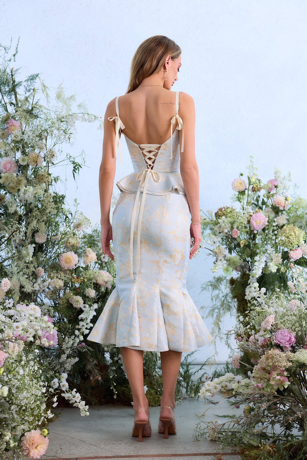 The Willa Dress in Sky Windsor Brocade