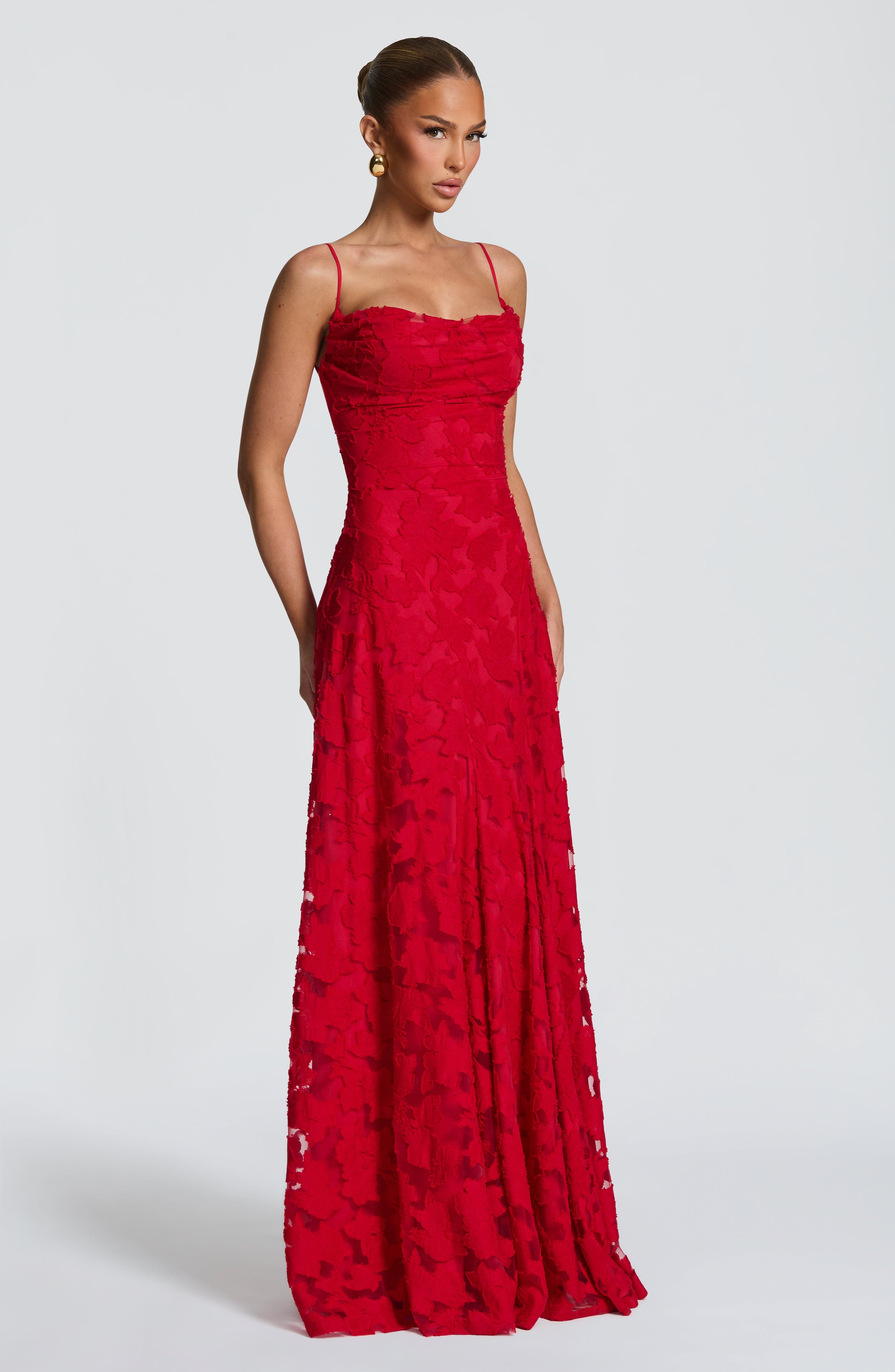 Spaghetti Strap Backless Lace Up Formal Gown