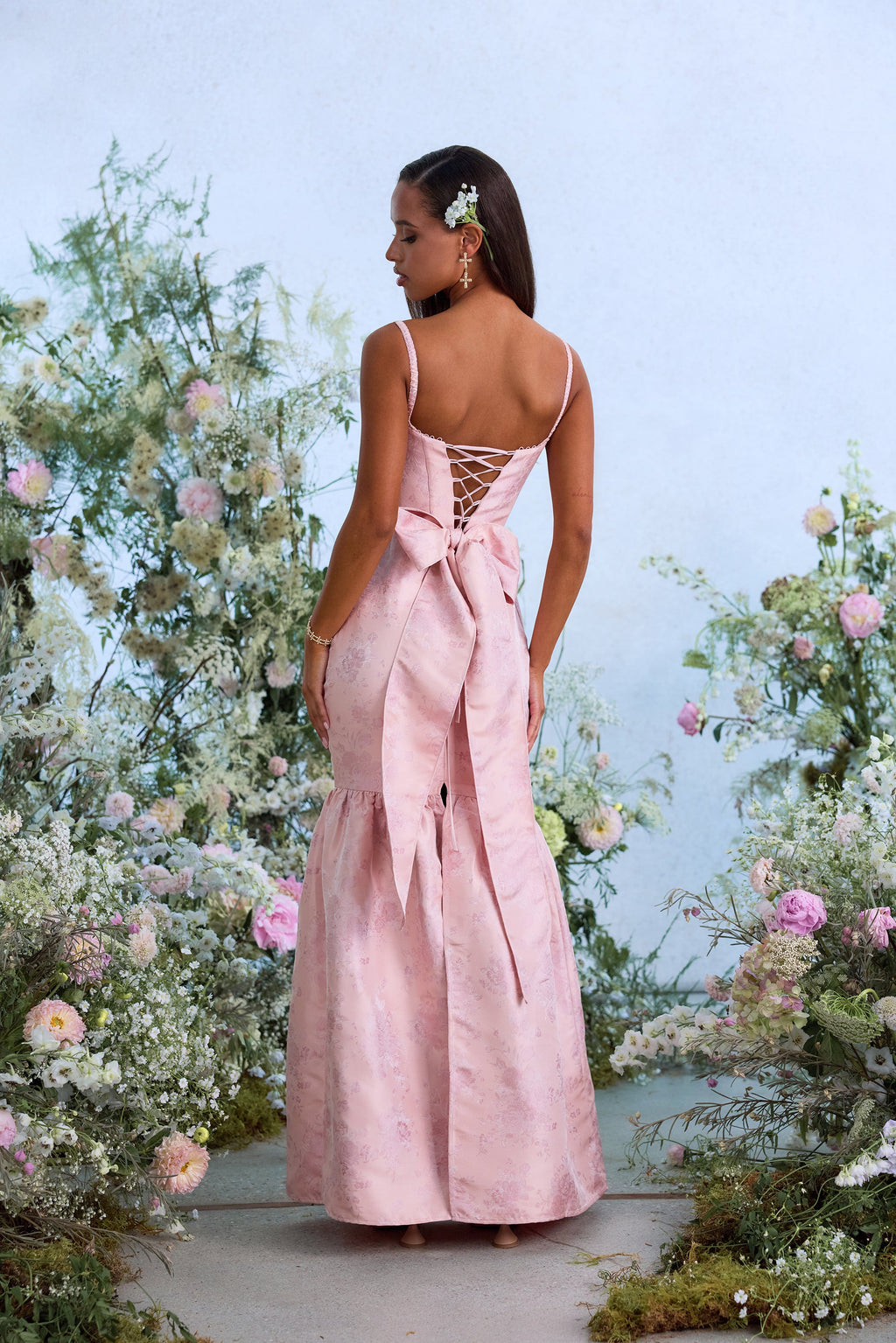 The Cherie Dress in Light Pink Windsor Brocade