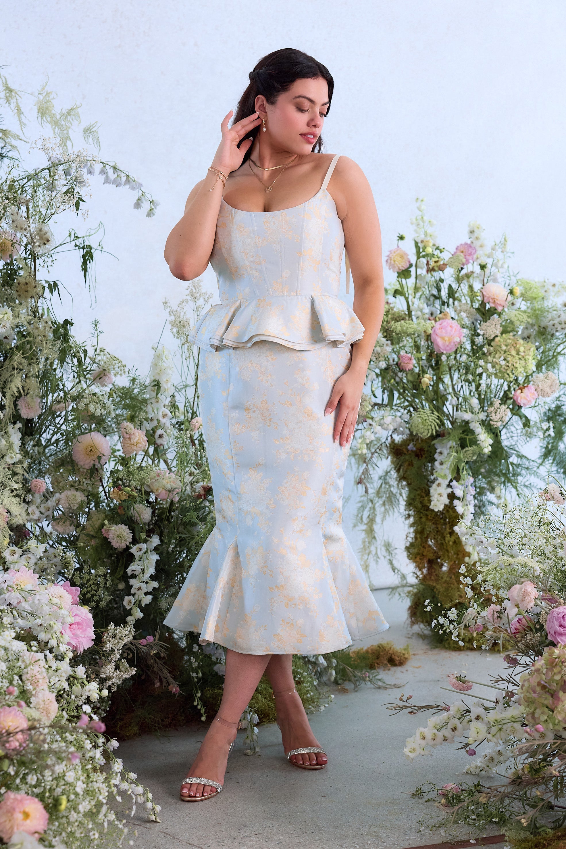 The Willa Dress in Sky Windsor Brocade