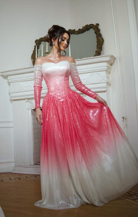 Sexy off-the-Shoulder Tube Top Gradient Dress
