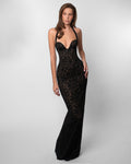 Elegant Halter Neck Lace Mermaid Maxi Dress