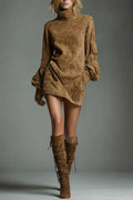 Marcella – High neck silhouette – Suede-effect mini dress