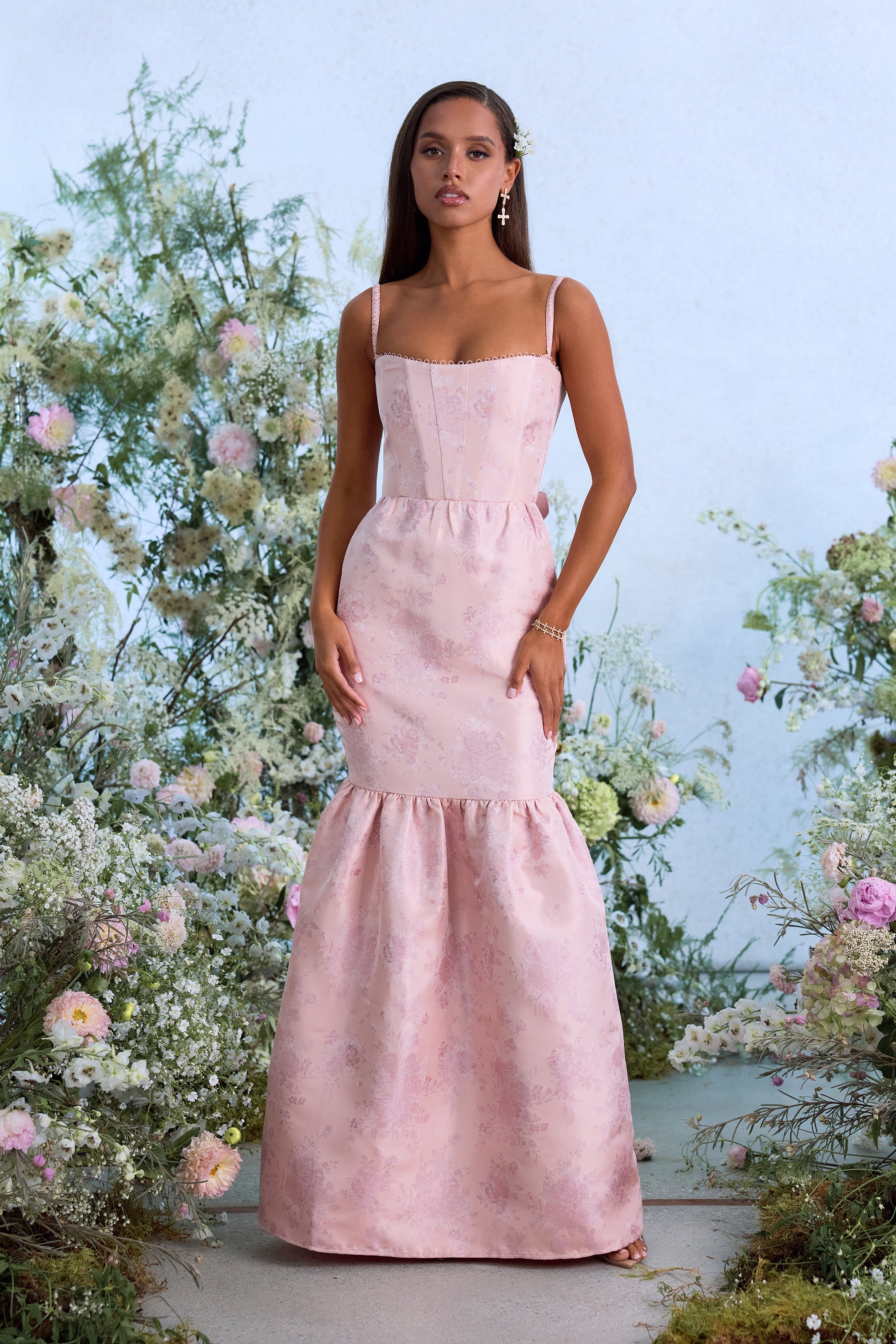 The Cherie Dress in Light Pink Windsor Brocade