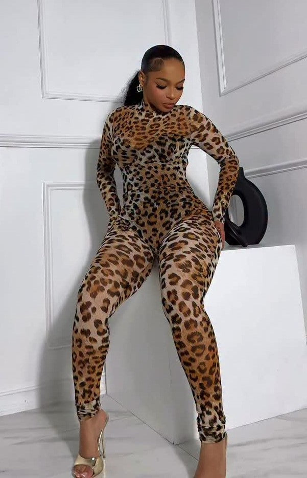 Sexy Slim Leopard Print Jumpsuit