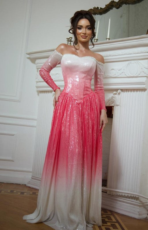Sexy off-the-Shoulder Tube Top Gradient Dress