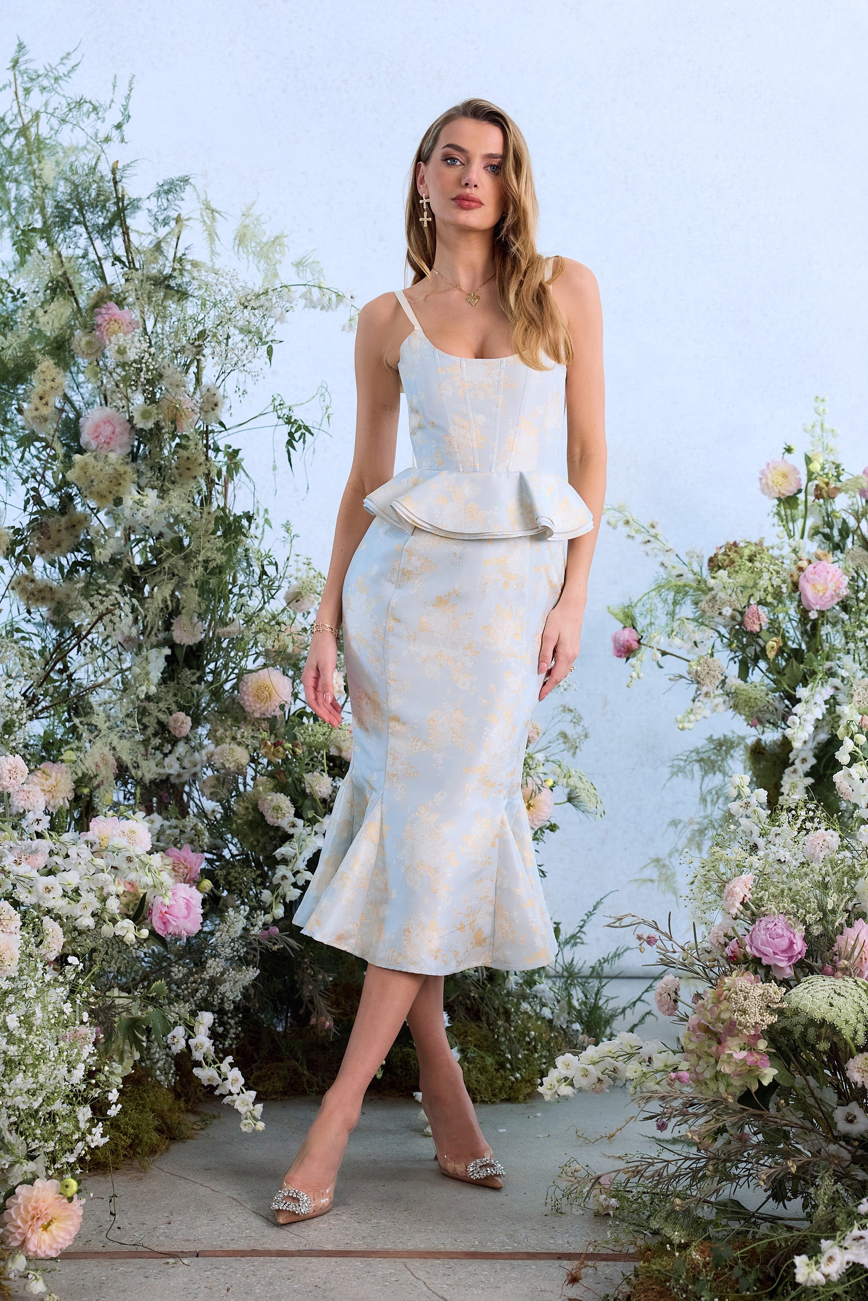 The Willa Dress in Sky Windsor Brocade