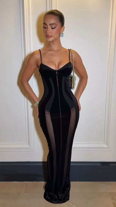 Sexy Sling Stitching See-through Dress