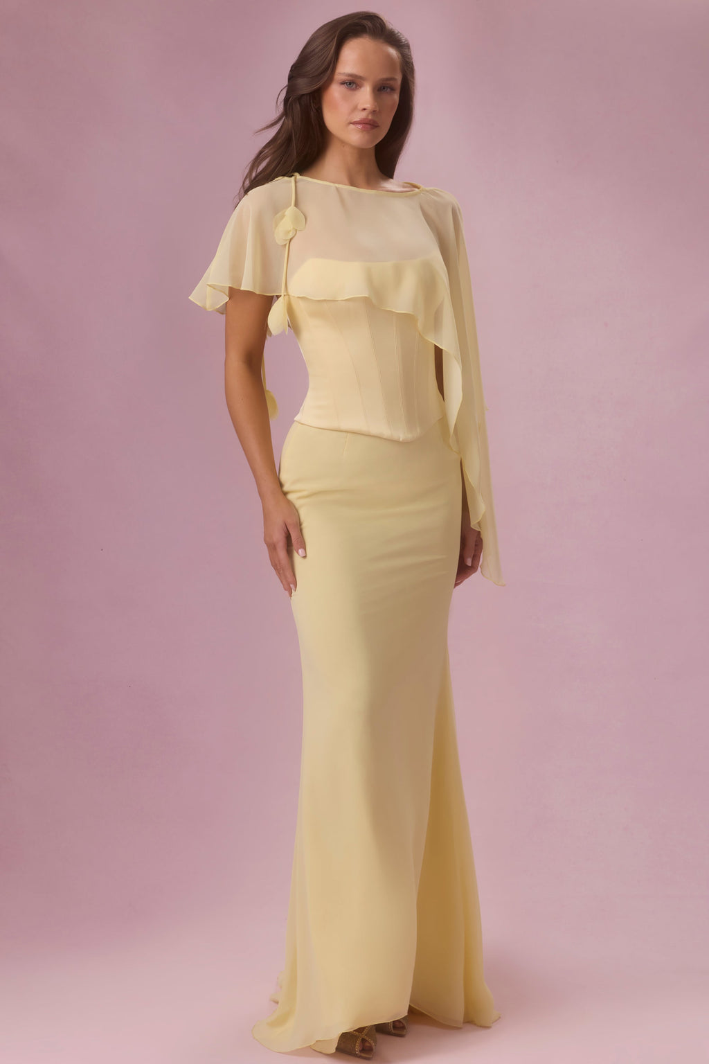Premium Satin Corset Bridesmaid Dress in Butter Yellow