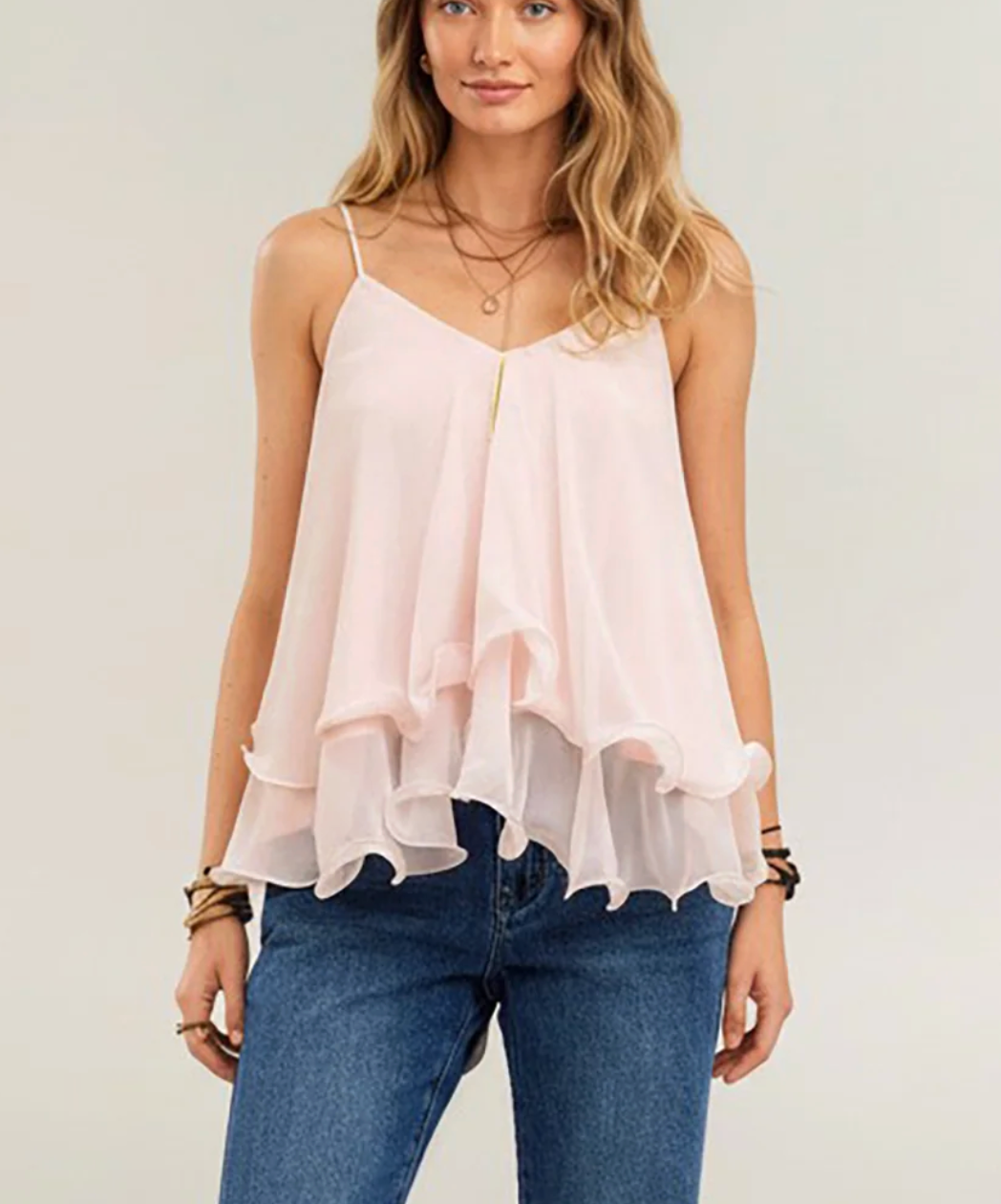 Flowy Layered Spaghetti Strap Blouse