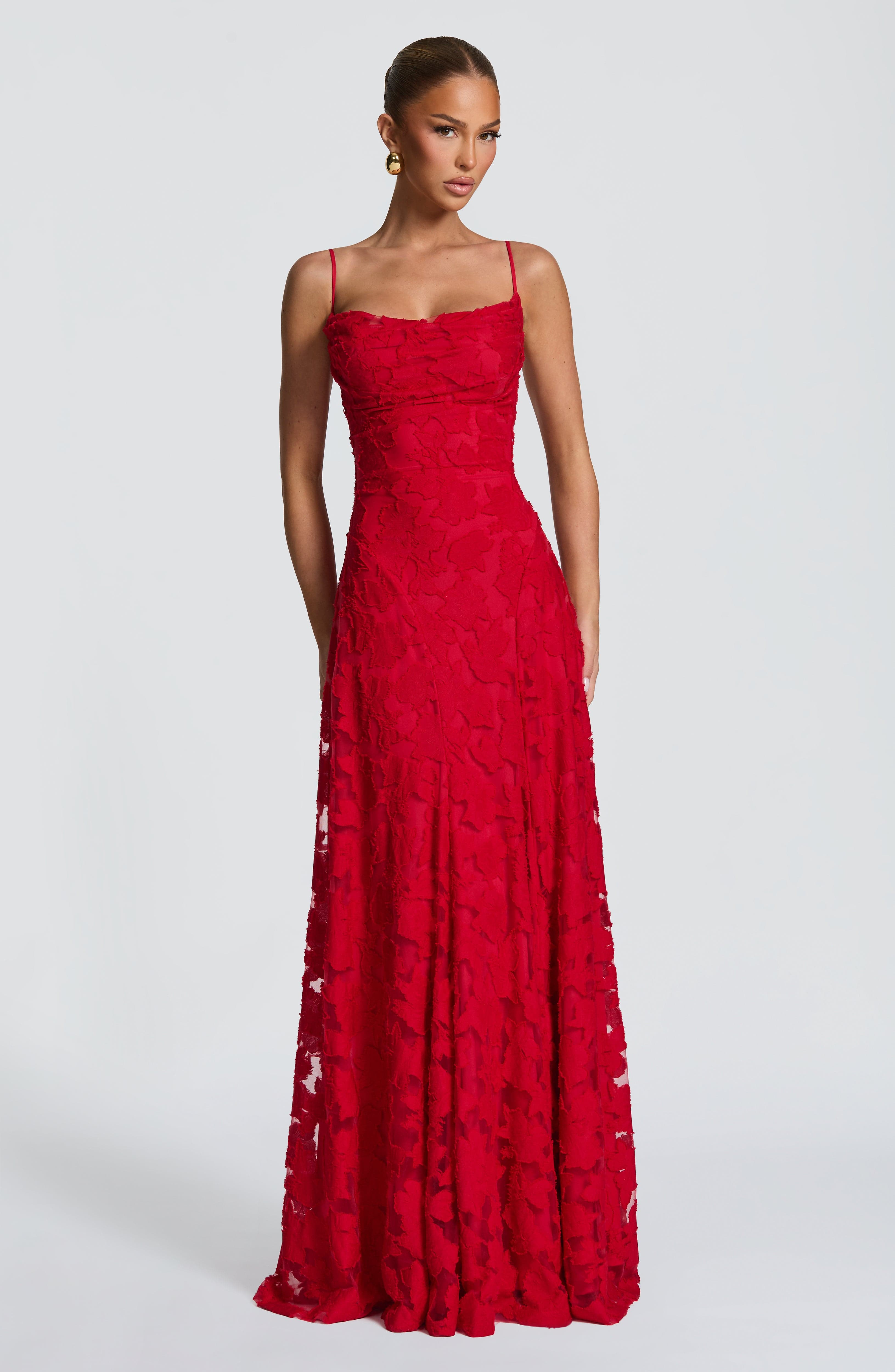 Spaghetti Strap Backless Lace Up Formal Gown
