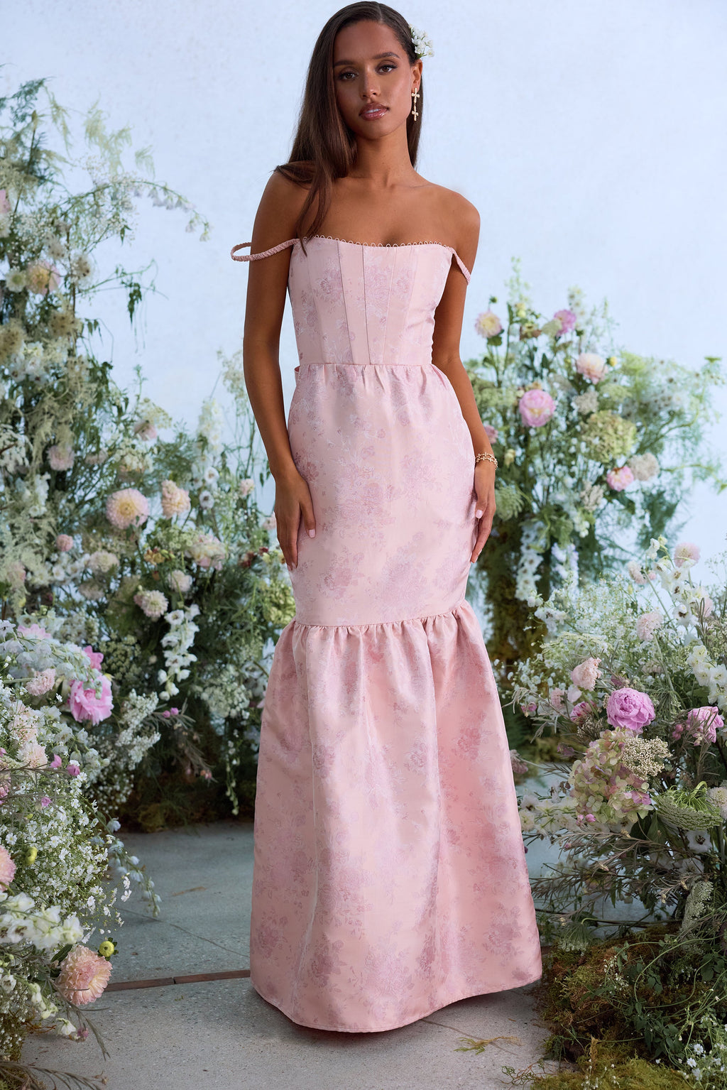 The Cherie Dress in Light Pink Windsor Brocade