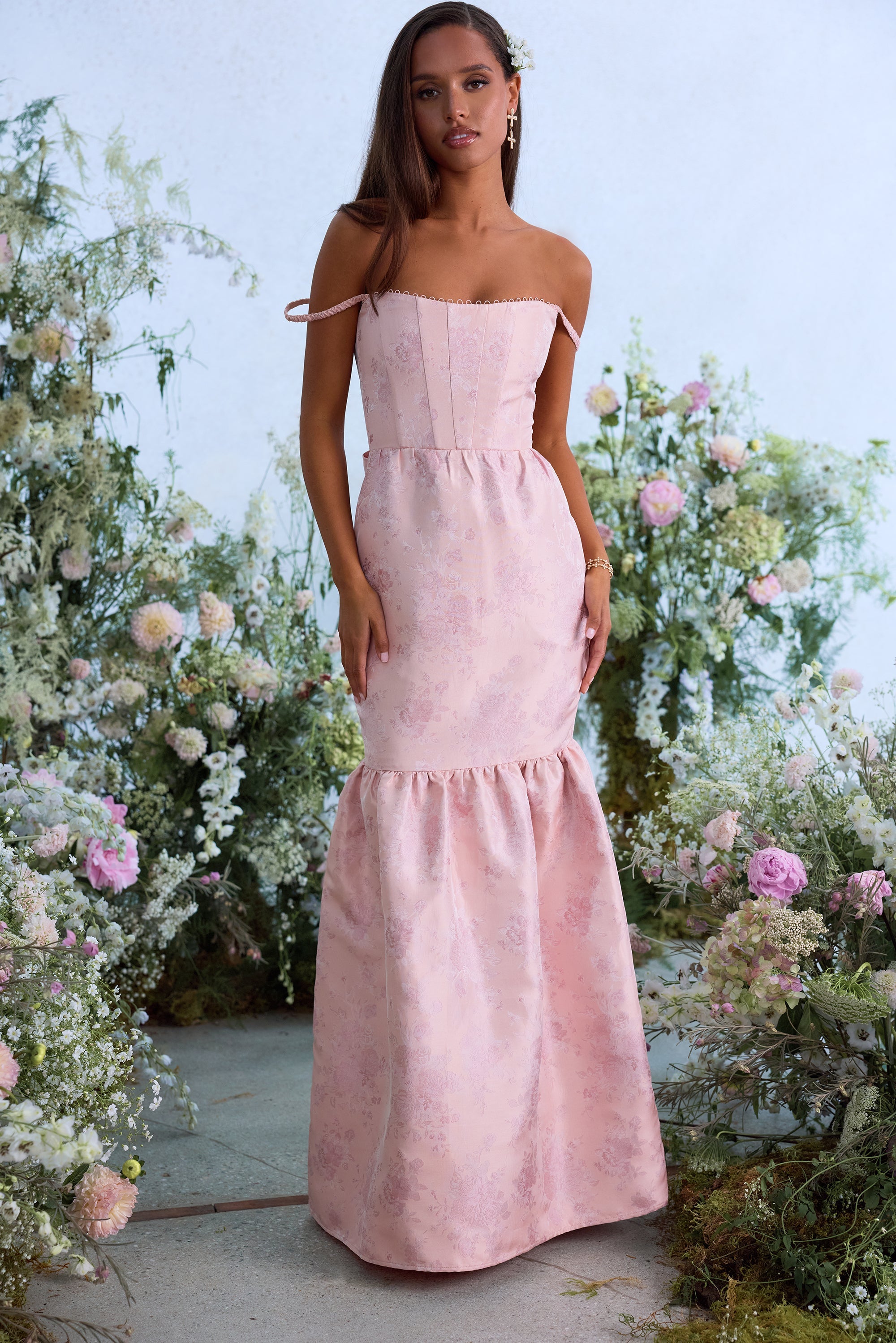 The Cherie Dress in Light Pink Windsor Brocade