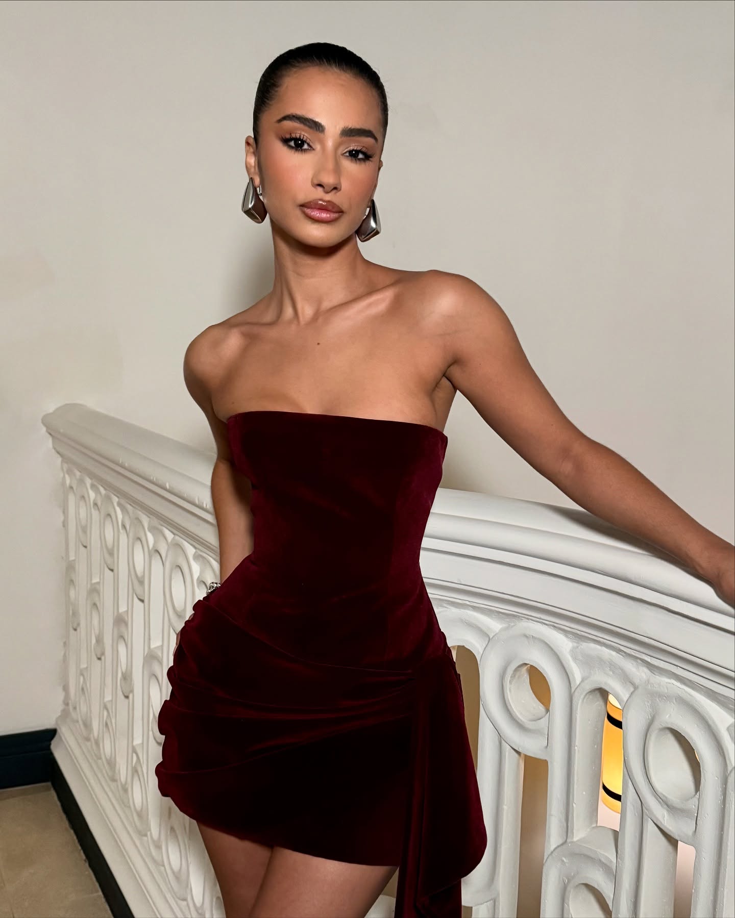 Sexy Tube Top Cinched Waist Solid Color Mini Skirt