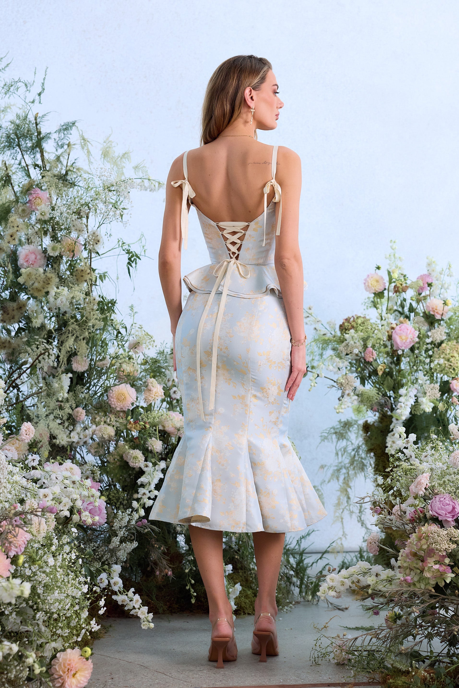 The Willa Dress in Sky Windsor Brocade