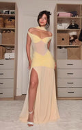 Sexy Slim-Fitting Patchwork See-through Slit Dress