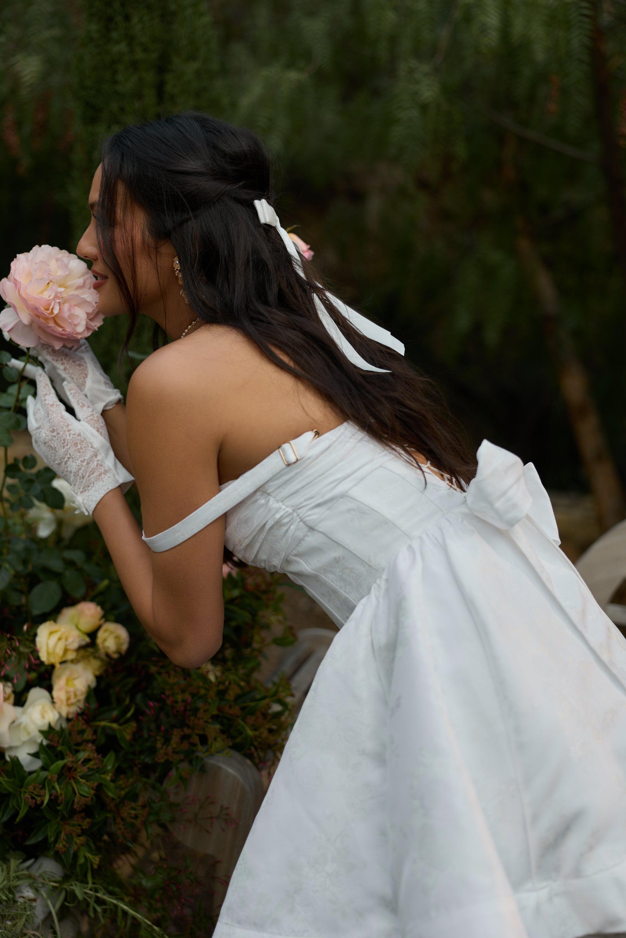 The Addison Dress in White Windsor Brocade