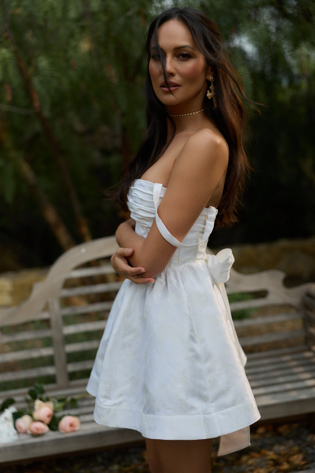The Addison Dress in White Windsor Brocade