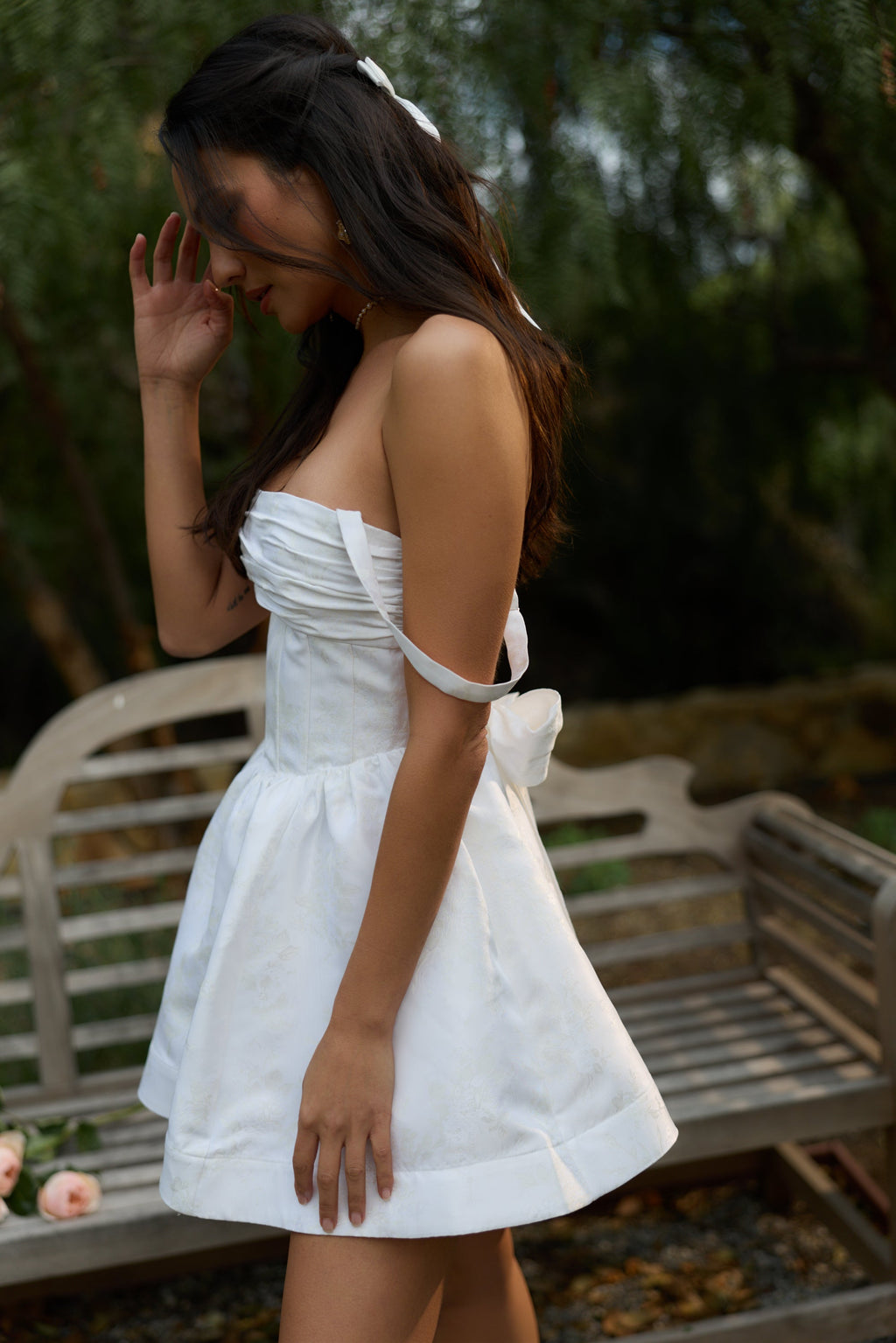 The Addison Dress in White Windsor Brocade