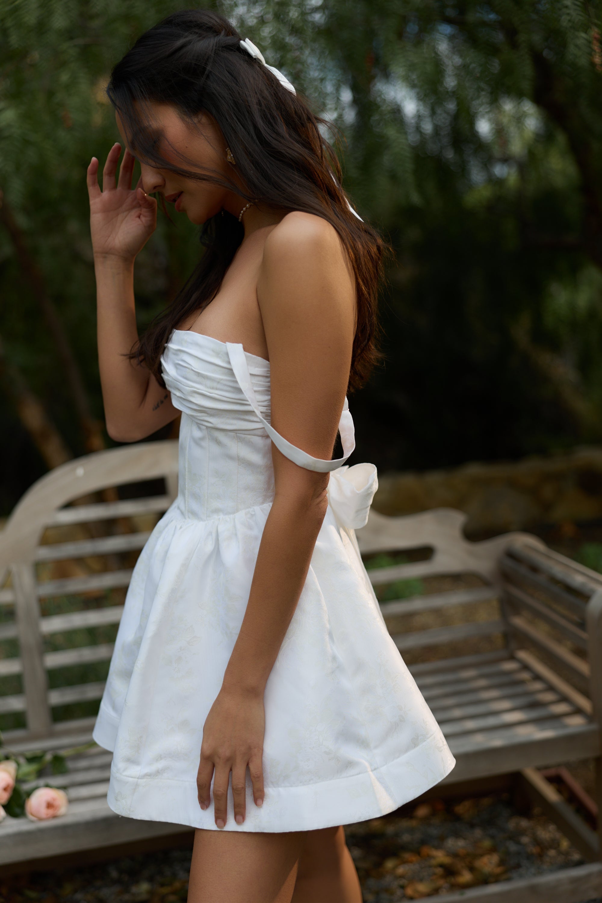 The Addison Dress in White Windsor Brocade