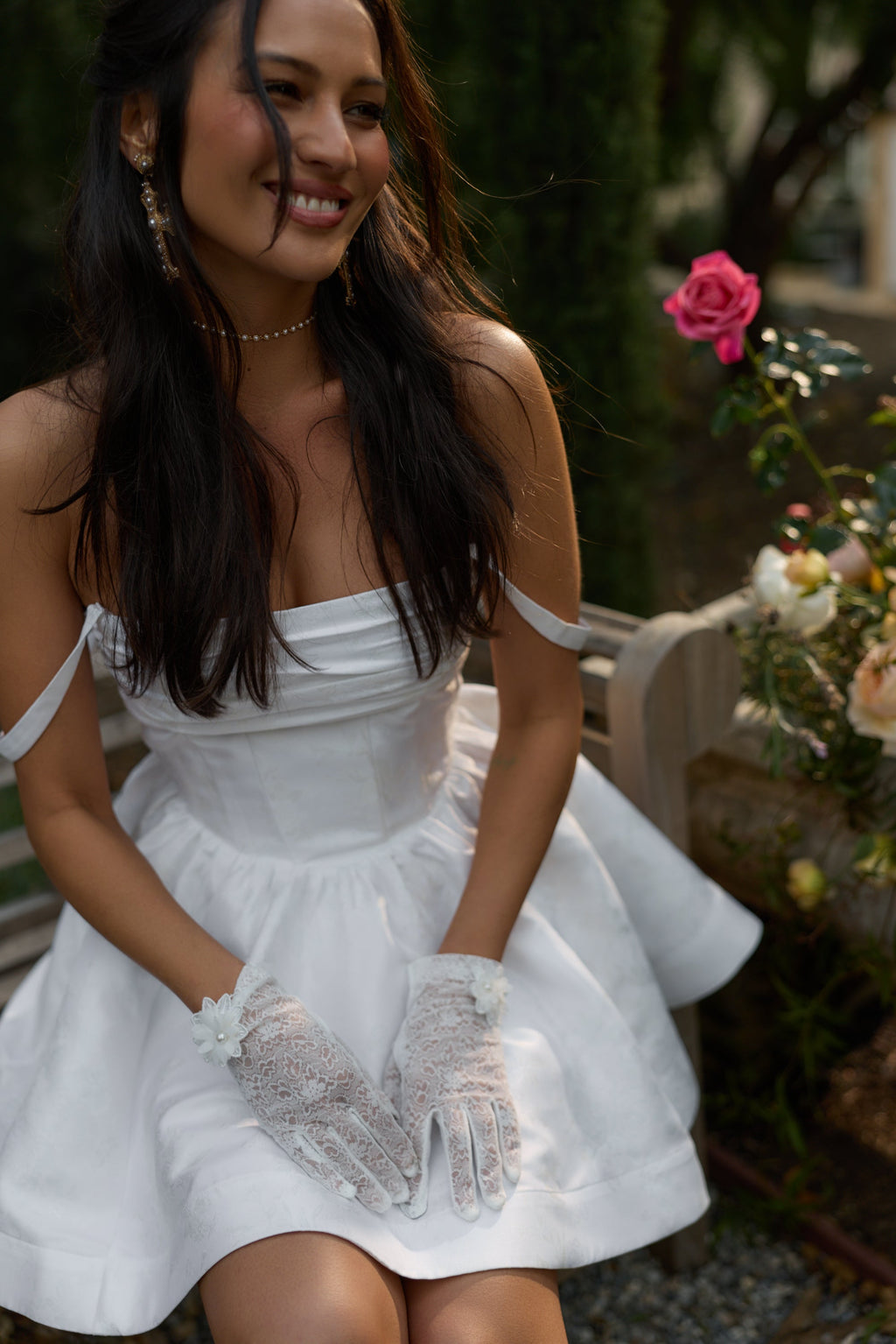The Addison Dress in White Windsor Brocade