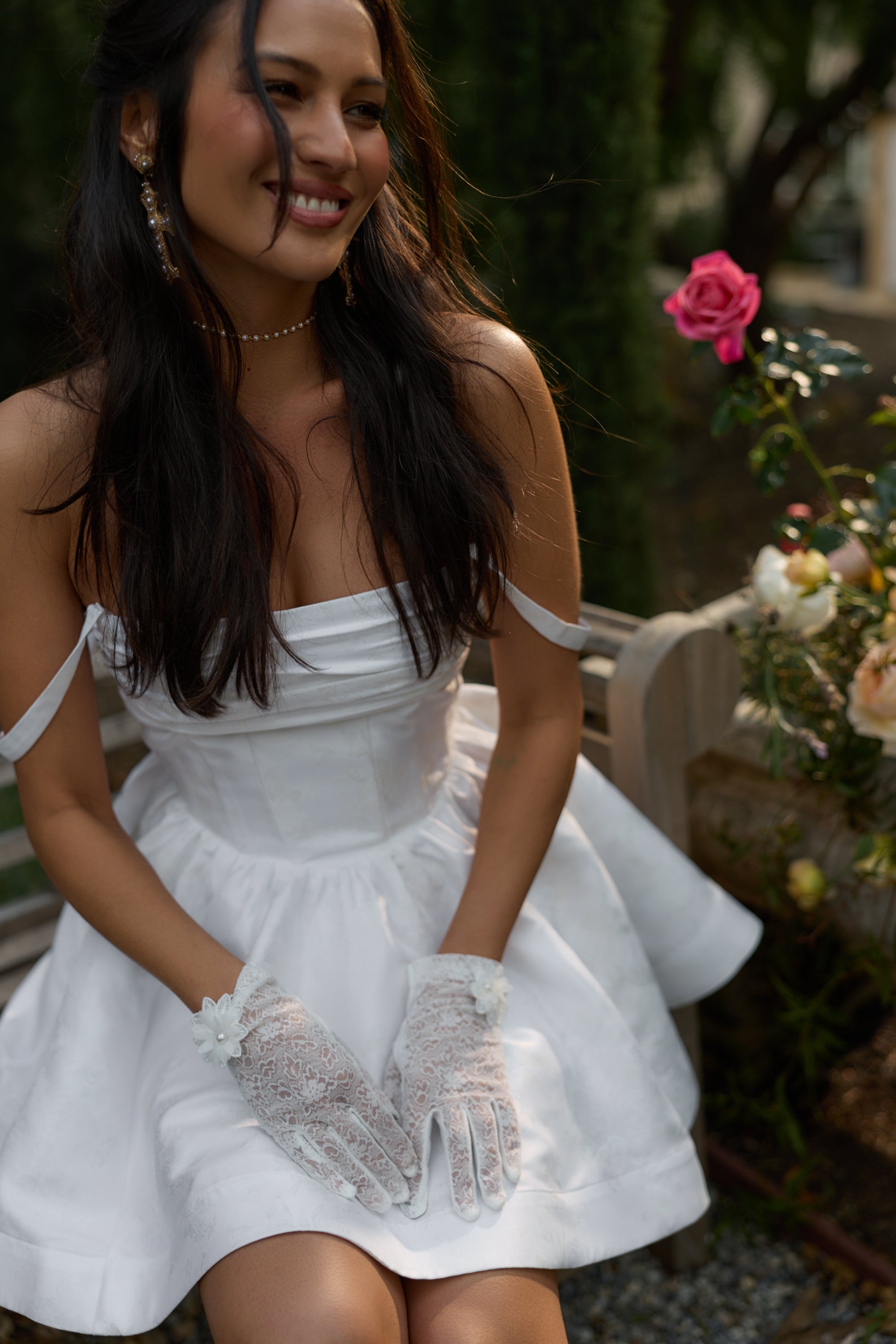 The Addison Dress in White Windsor Brocade