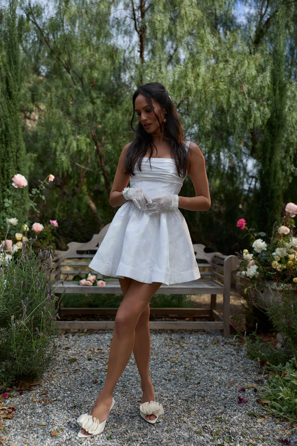 The Addison Dress in White Windsor Brocade
