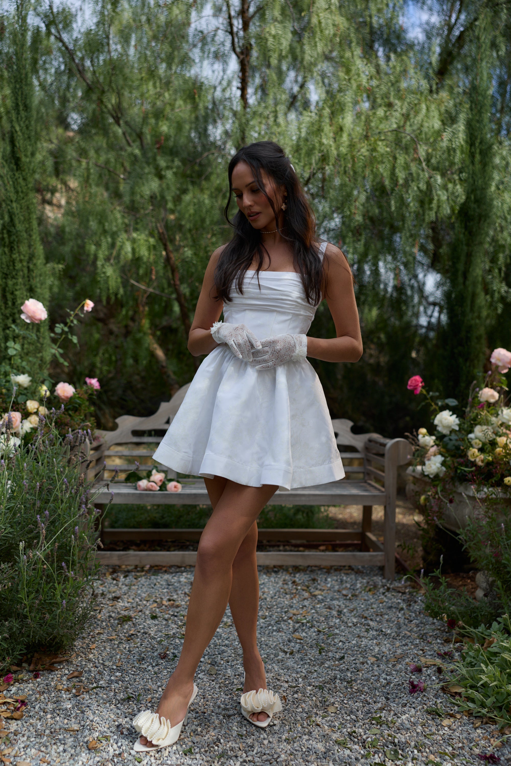 The Addison Dress in White Windsor Brocade