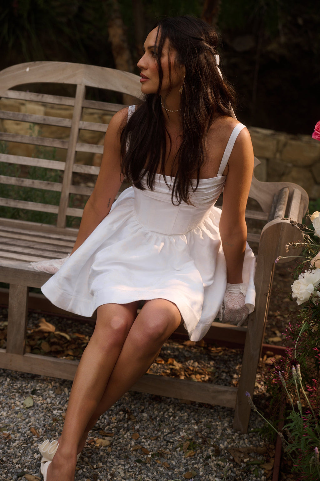The Addison Dress in White Windsor Brocade