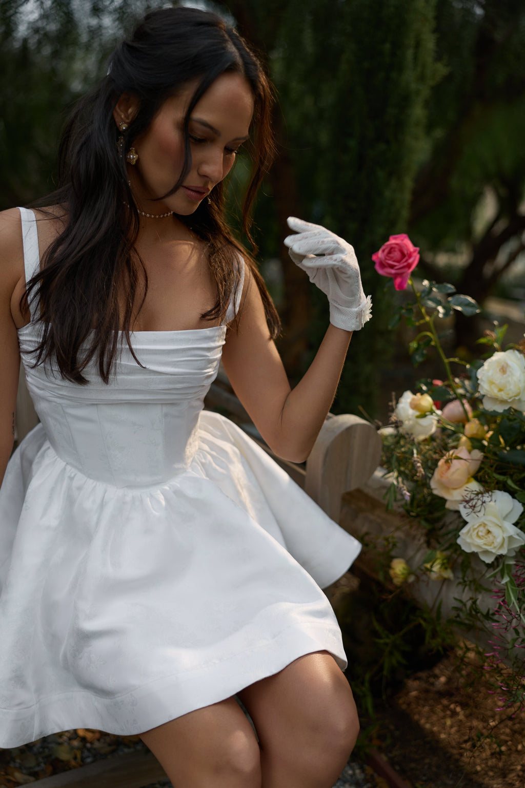 The Addison Dress in White Windsor Brocade