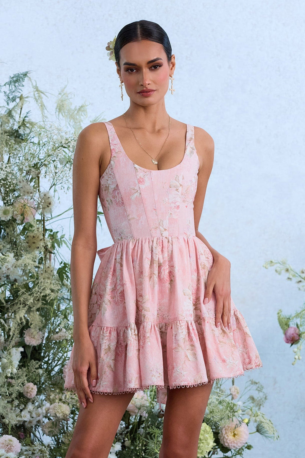 The Betina Dress in Light Pink Tapestry Rose