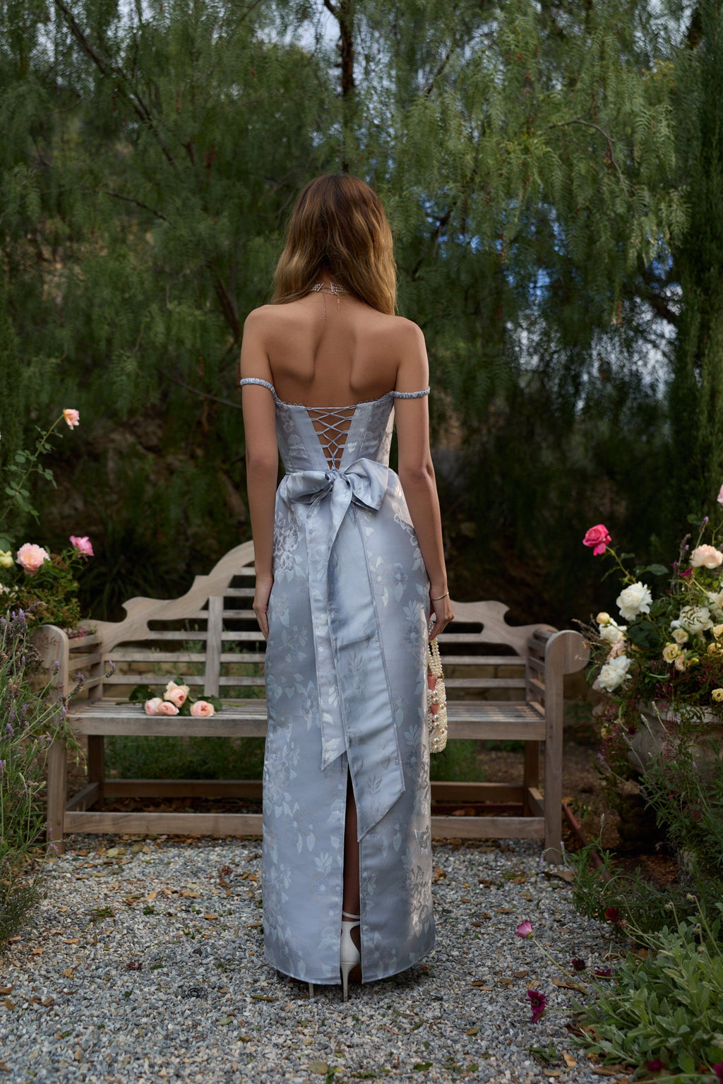 The Cheryl Dress in Icelandic Blue Baroque Floral