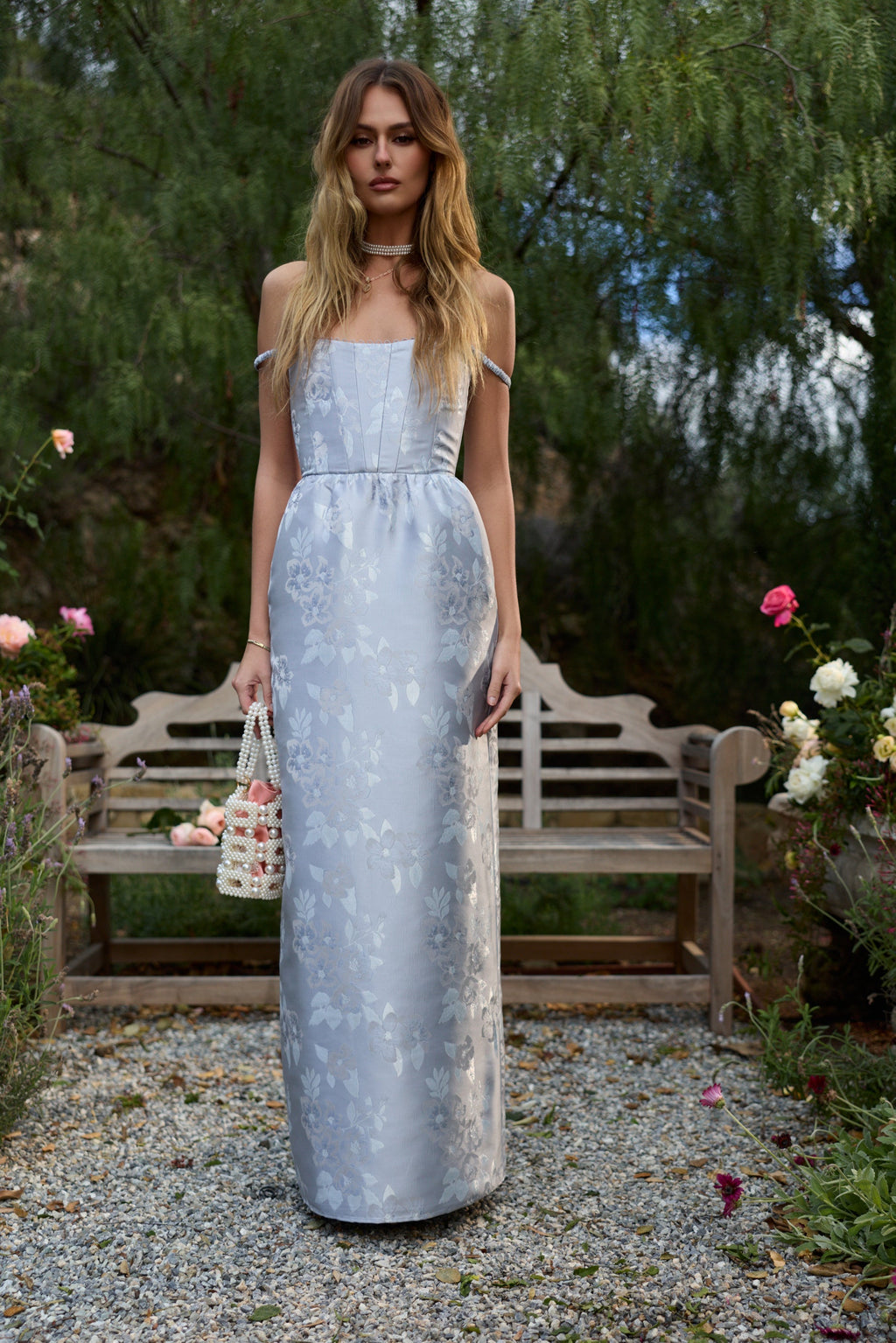 The Cheryl Dress in Icelandic Blue Baroque Floral