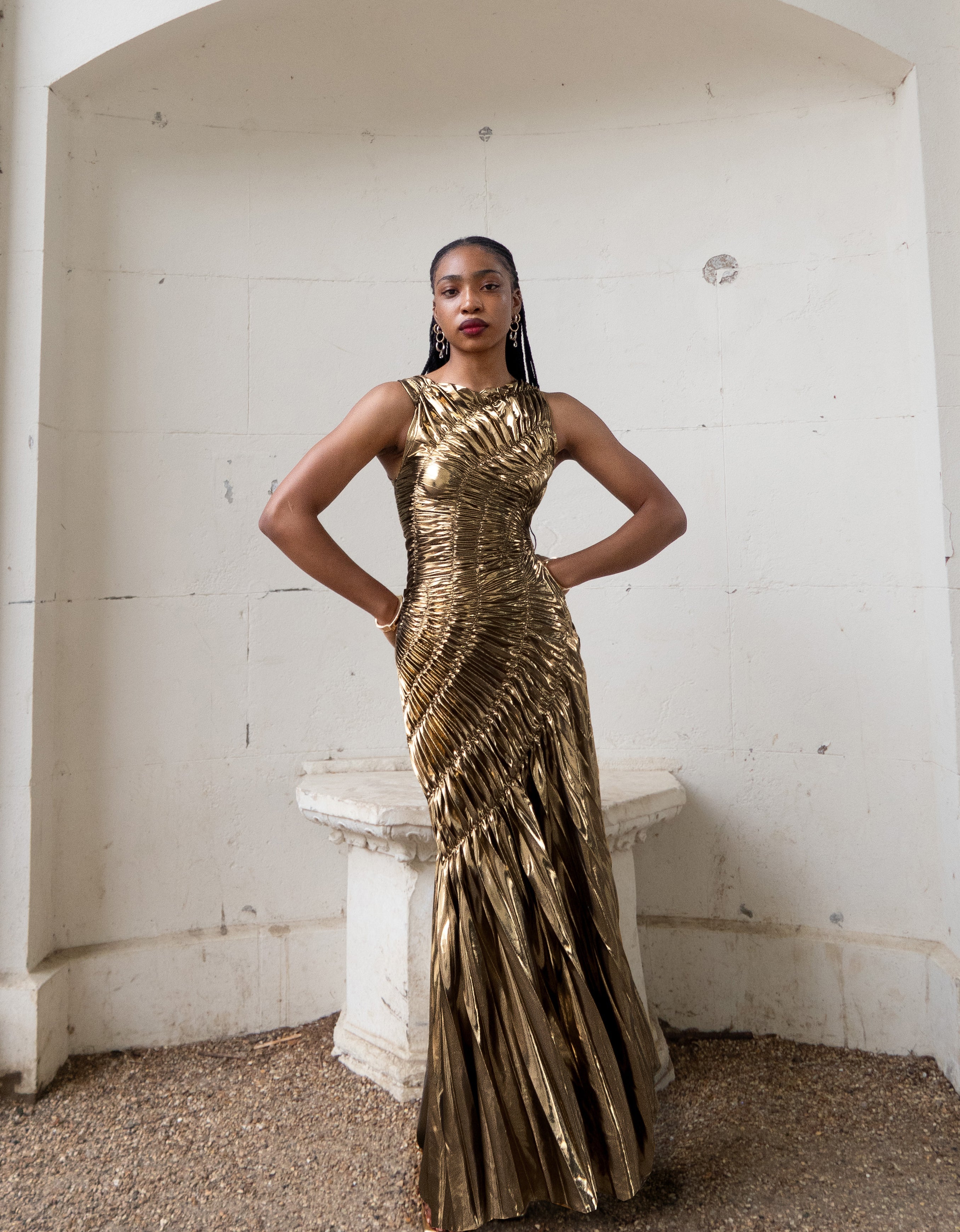 Fossil Dress Floor Length Metallic
