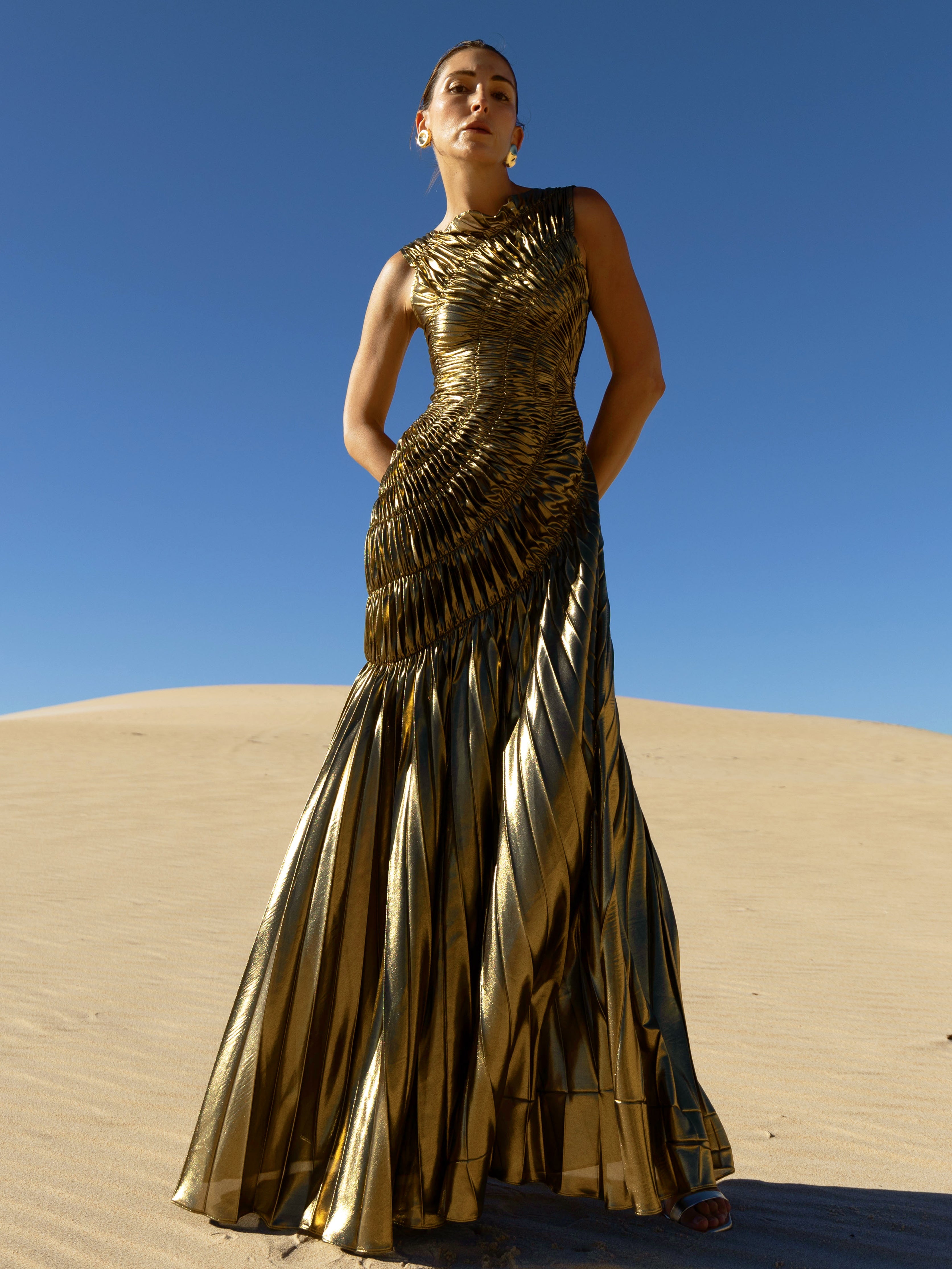 Fossil Dress Floor Length Metallic