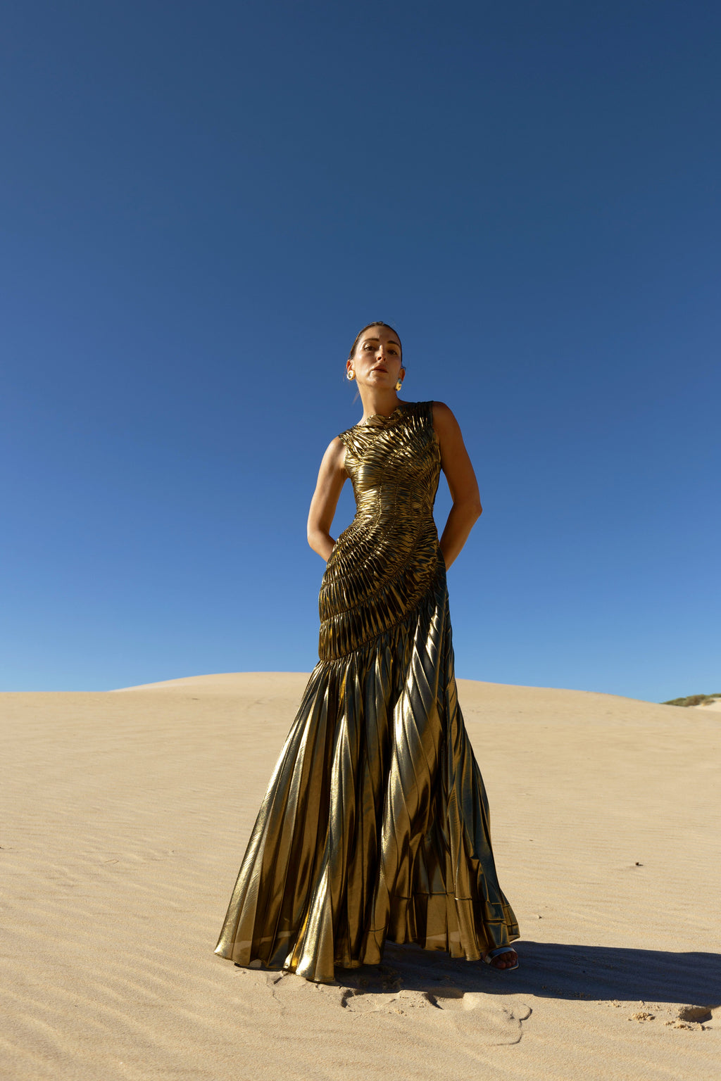 Fossil Dress Floor Length Metallic