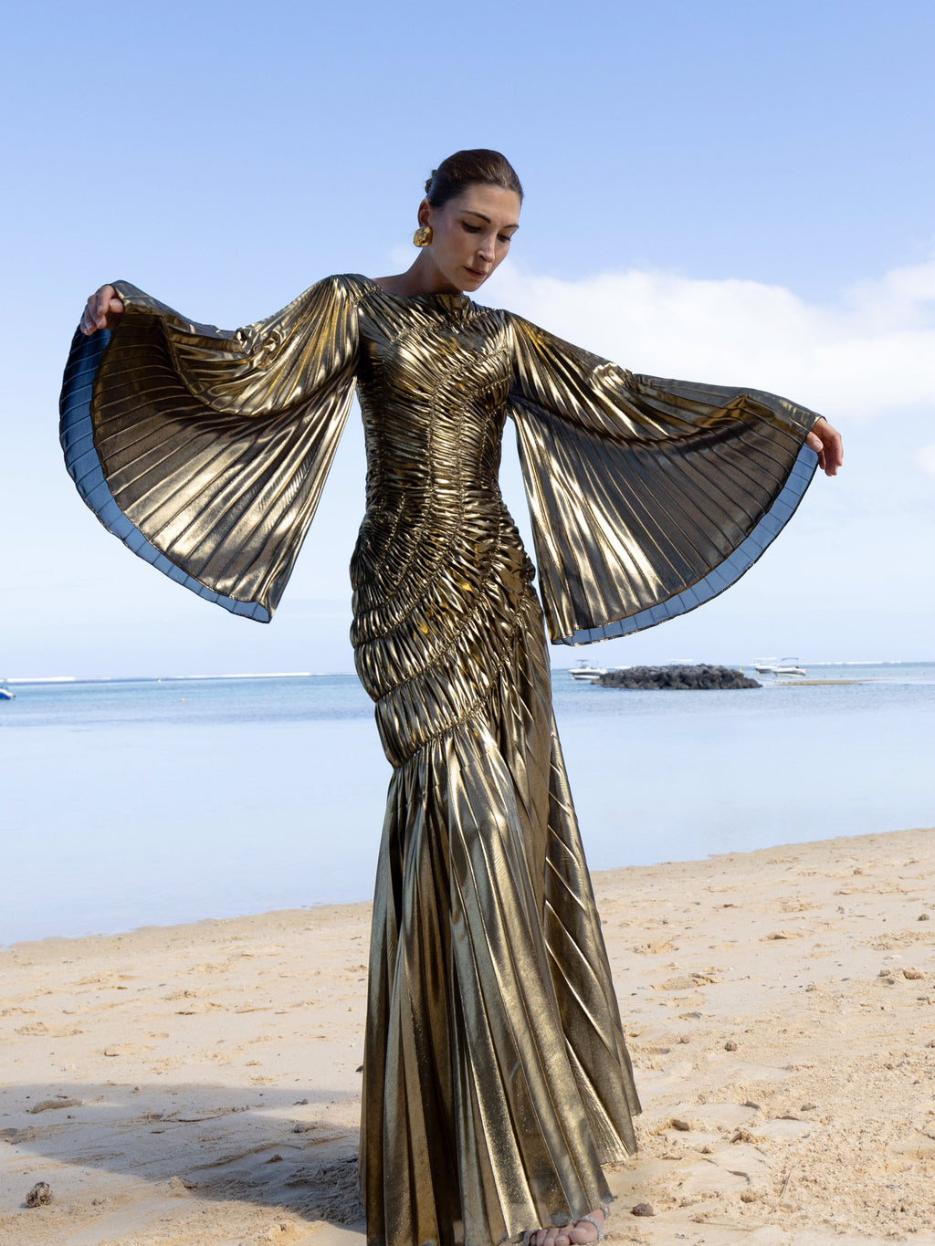 Fossilite Dress Floor Length Metallic