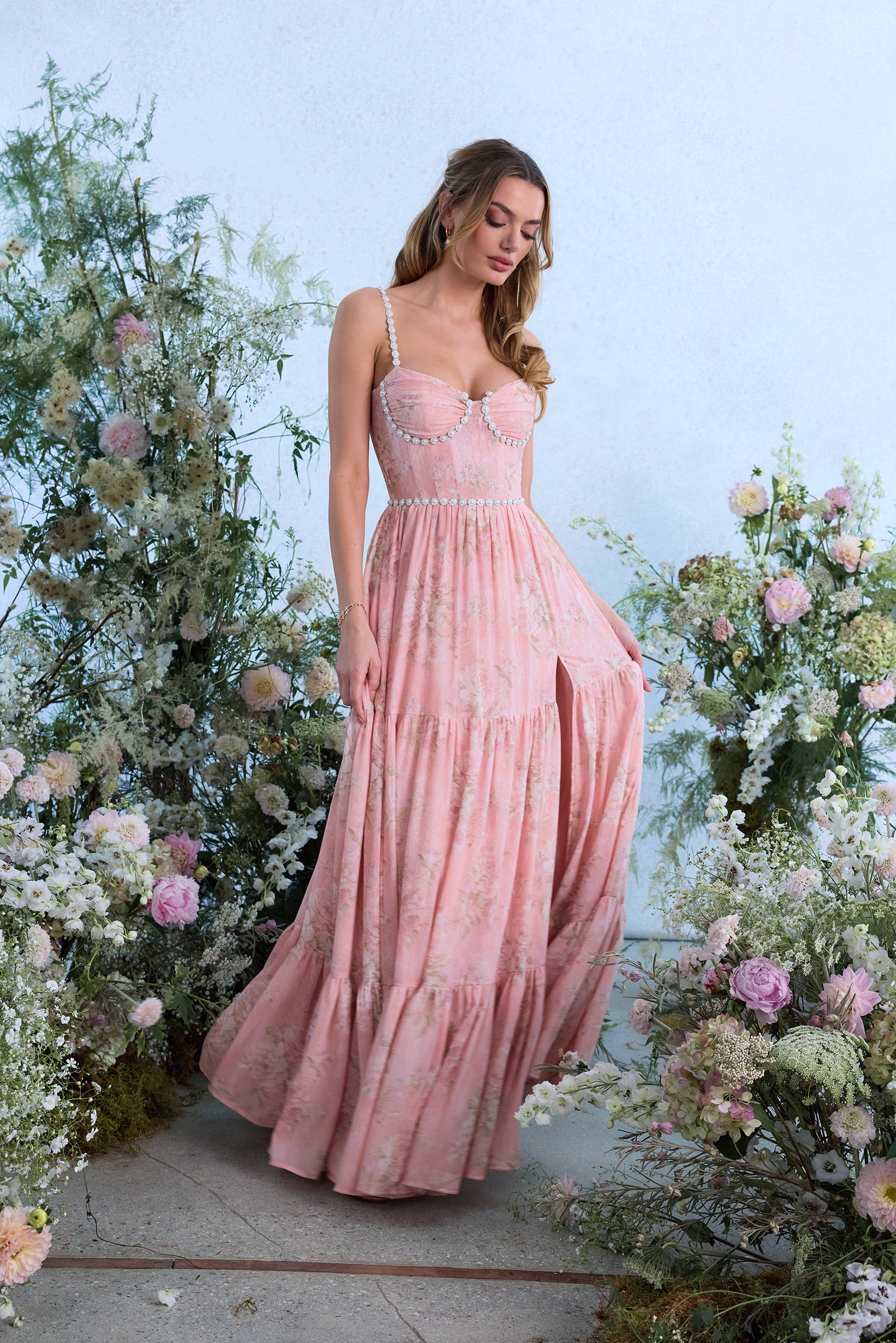 The Gwen Dress in Light Pink Tapestry Rose