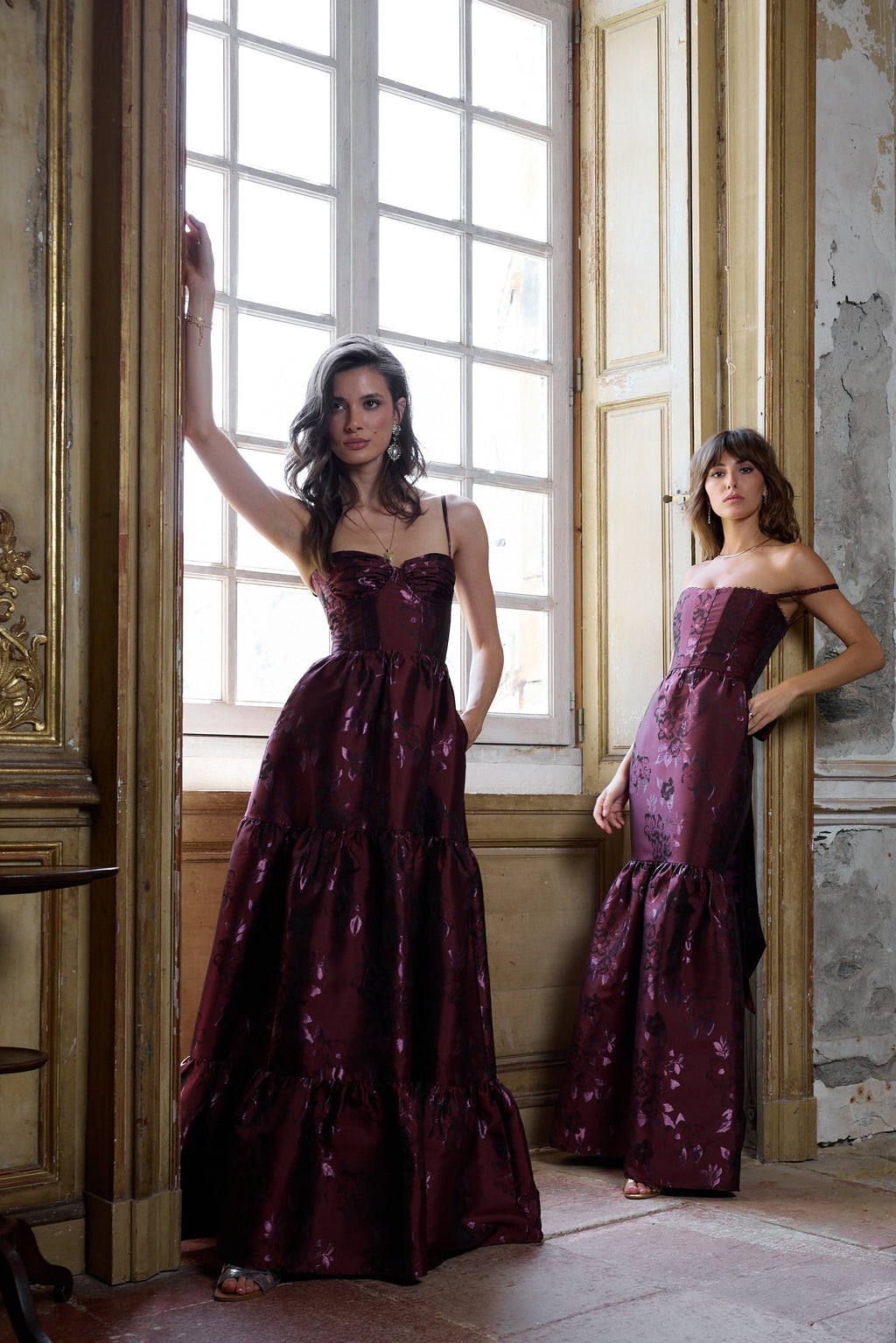 The Lucetta Dress in Plum Baroque Floral